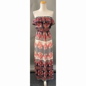 STRAPLESS Flowy Print Dress